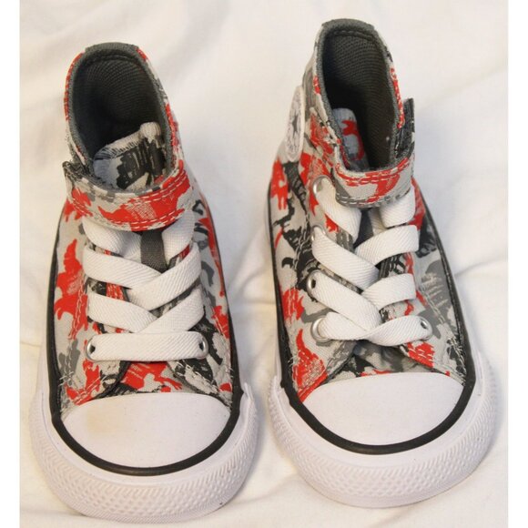 Converse Toddler Boy Dino Shoes sz 4 Sneakers Hi Top All Star Chuck Taylor Ankle - Picture 3 of 8